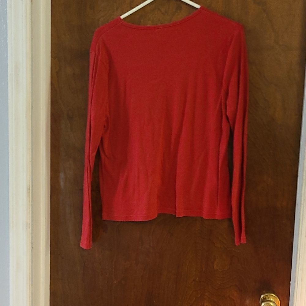 Large Basic Editions Red Long Sleeve Top - Picture 2 of 4